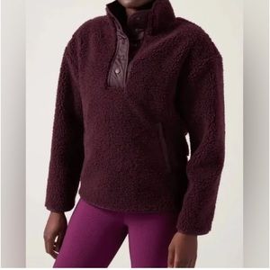 NWT Athleta cozy Sherpa snap sweatshirt XS